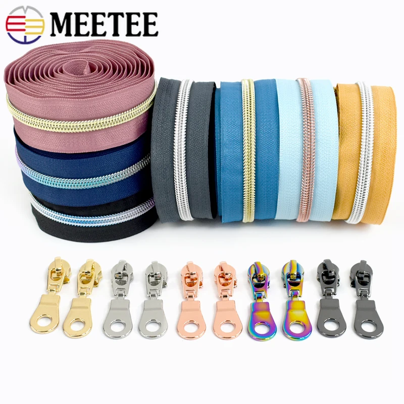 

1-5Meters 5# Nylon Zipper Tape with Zippers Slider Bag Jacket Shoes Zip By Meter Garment Zips Repair Kit DIY Sewing Accessories