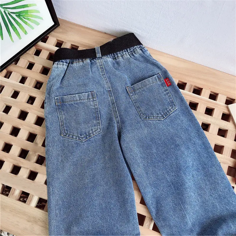 Girls Jeans 2024 Spring and Autumn New Korean Edition Children's Loose Casual Pants for Baby Outer Wear Pant