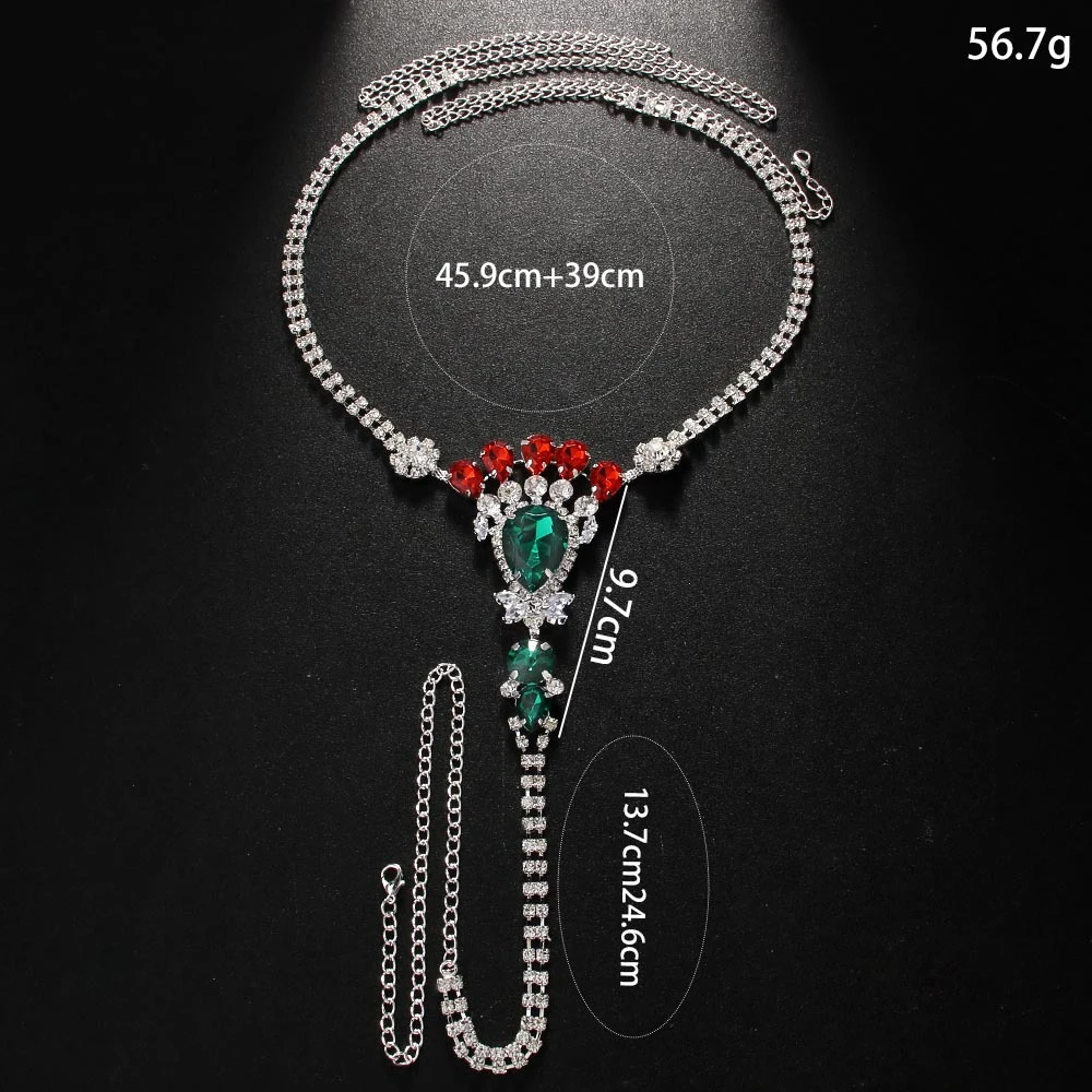 Stonefans Colorful Water Drop Bikini Thong Chain Festivals for Women Beach Underwear Sexy Rhinestone Body Jewelry Party Outfit image 2