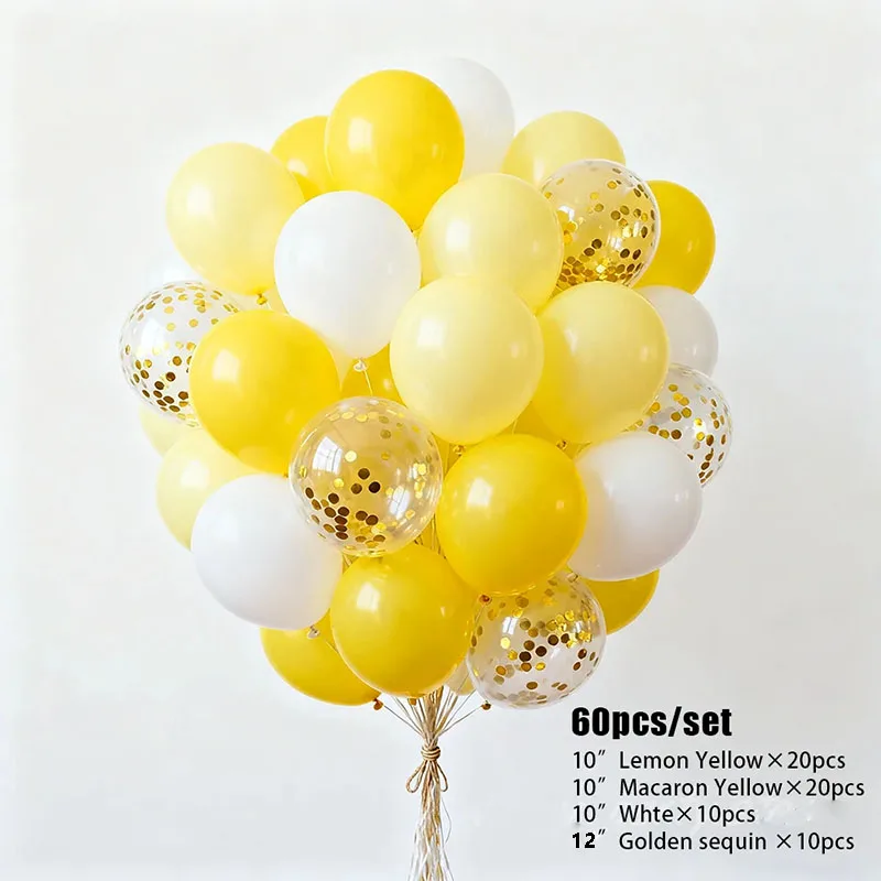 NEUE Gelbe Ballondekoration Makronen-Gelbe Latexballons Gold Glitzer Ballonset Geburtstag Hochzeit Event Dekoration – Detail 3