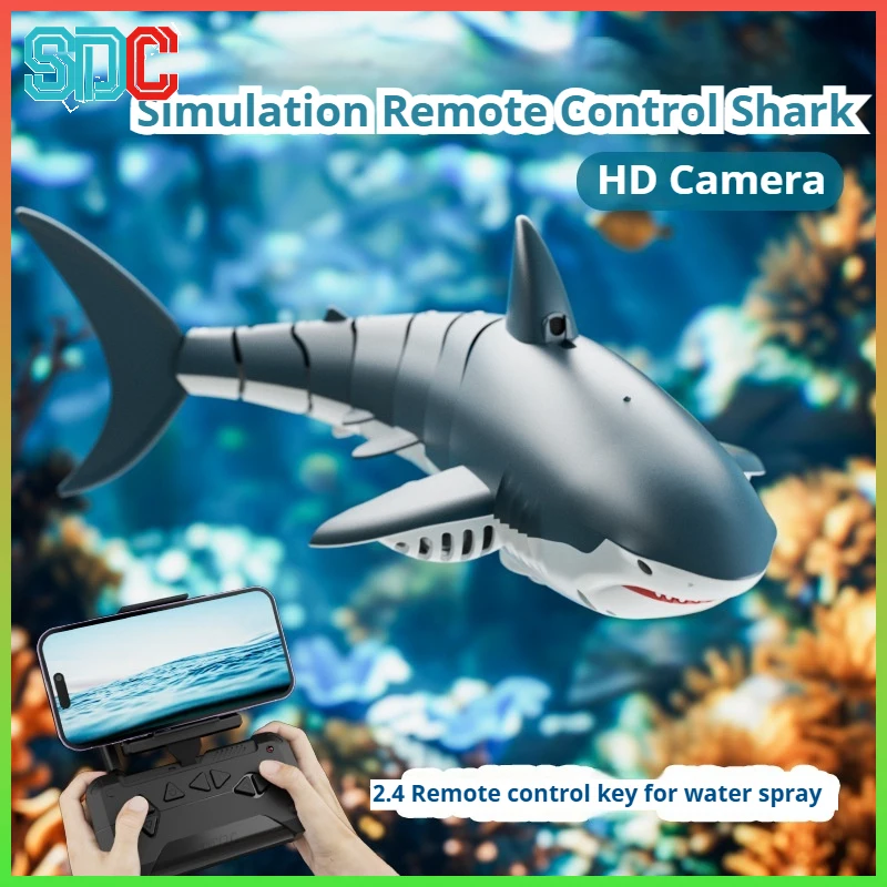 Cross border new product S6 simulation remote control shark 2.4G electric water toy shark boat model swinging fish toy