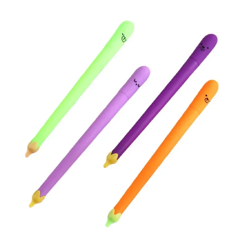 

New 1Pcs Cute Aubergine Shape Neutral Pen Cartoon Creative Signature Pen Smooth Writing Black Gel Pen Student Stationery Prize