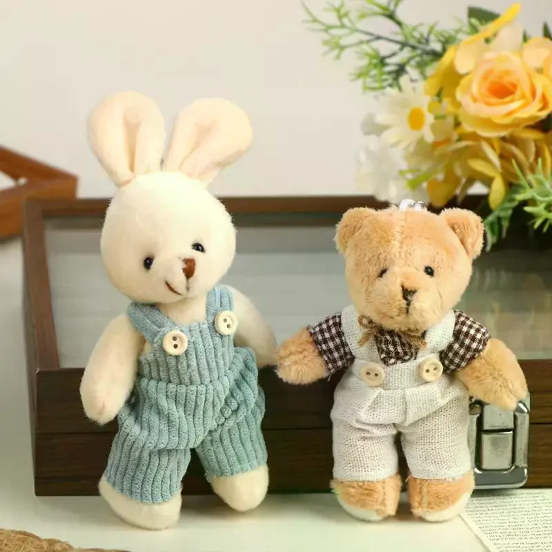 

Cute Cartoon Wear Clothes Bear Rabbit Plush Toy Stuffed Doll Pendant Keychain Backpack Hanging Decoration Couple Gifts
