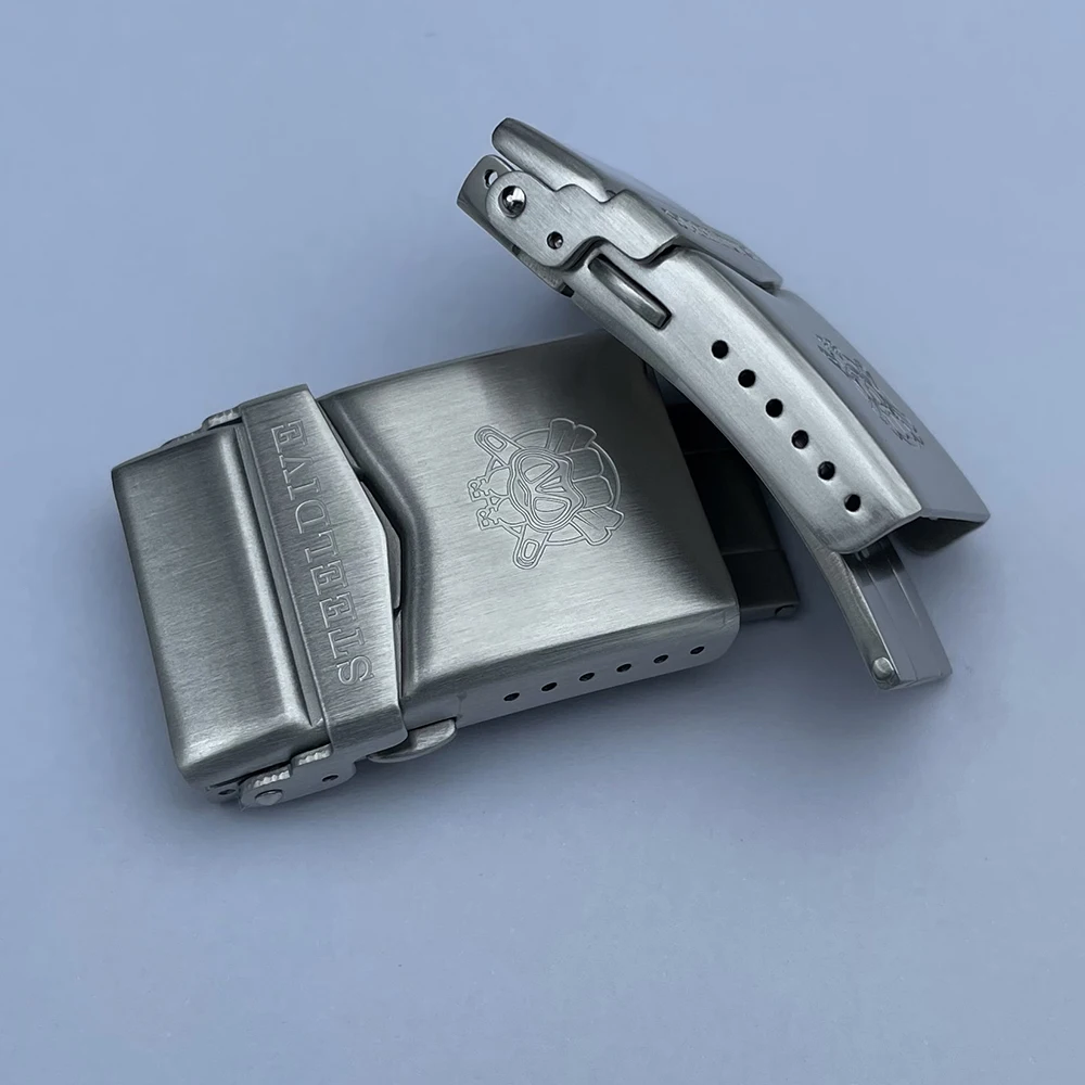 Imagem -02 - Steeldive-ver Band Milled Buckle Ver Strap Clasp Double Lock Button Aço Inoxidável 18 mm 22 mm