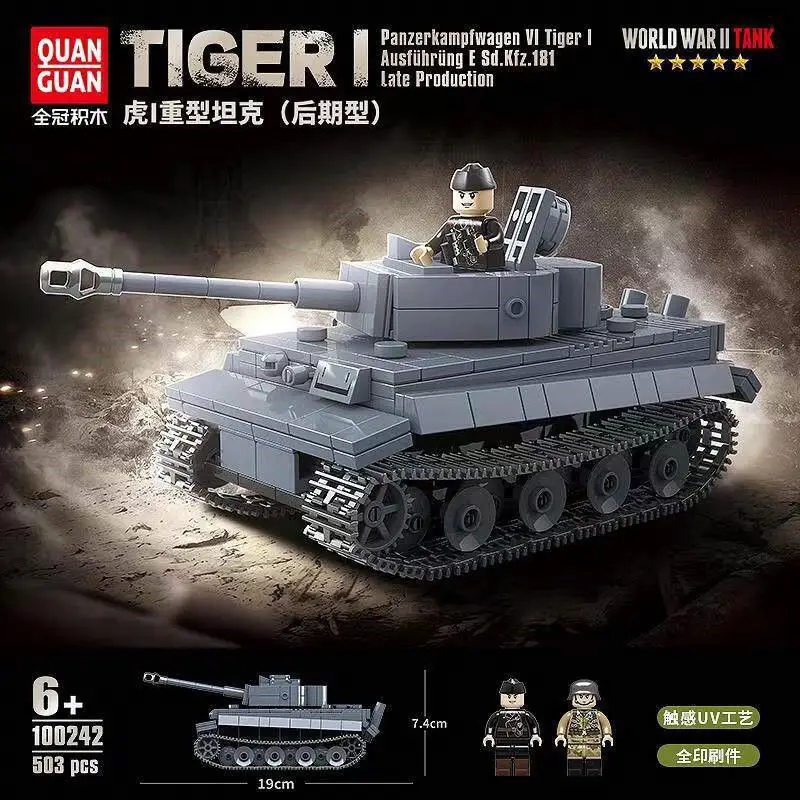 

Full Crown Building Set 100242 Tiger I Heavy Tank Model WWII Military Series Assembly Toy Boys' Gift