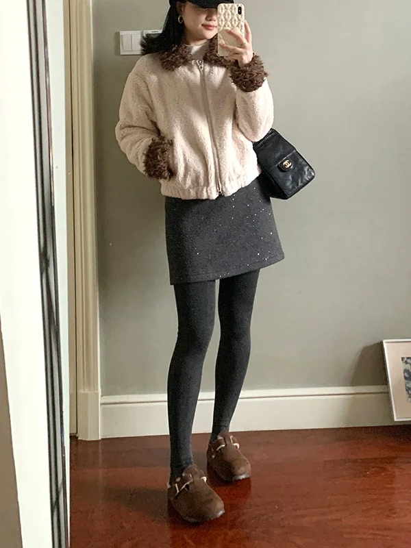 

Утепленные зимние леггинсы с высокой талией, эластичные, облегающие, с манжетами на щиколотках, для активного отдыха, осень-зима