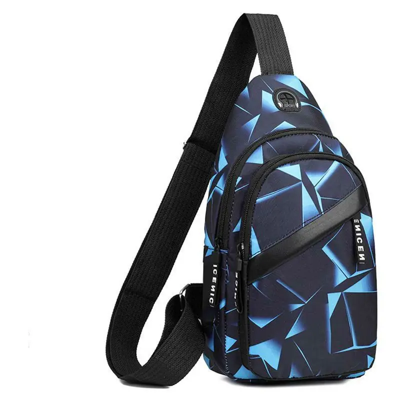 Men's chest bag, fanny pack, messenger bag, earphones can be placed, multi-functional going out, leisure business bag