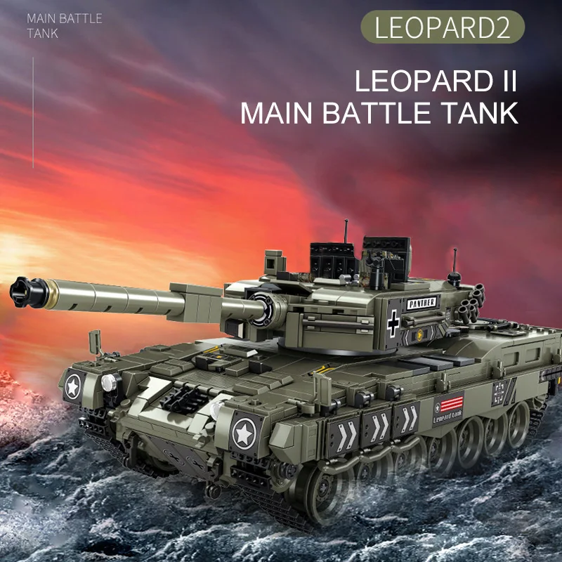 Military WW2 Leopard II Main Battle Tank Model Building Blocks Army Type 99 Tank Weapons With Soldiers Bricks Toys For Boys Gift