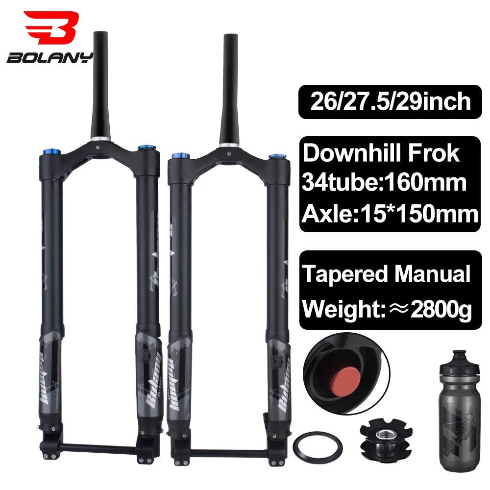 

Bolany Inverted Fork Thru Axle 150*15mm For 26inch Snow Bike MTB E-bike 26*5.0 Fat Tire Bike Suspension Shock Absorber Fat Fork