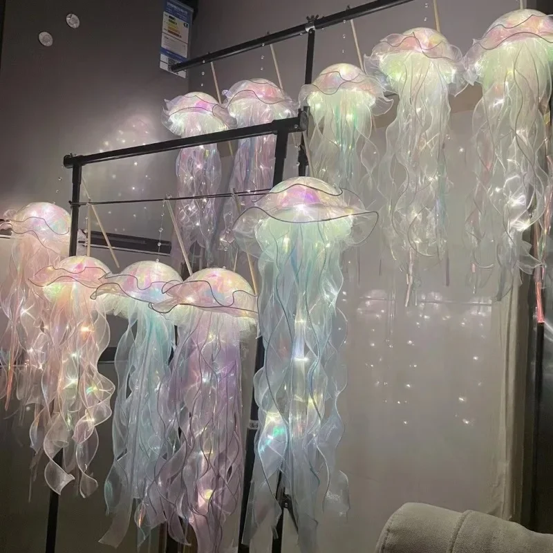 DIY Jellyfish Lantern Under The Sea Colorful Jellyfish Lamp Girl Bedroom Atmosphere Decoration Lamp Mermaid Theme Party Decor