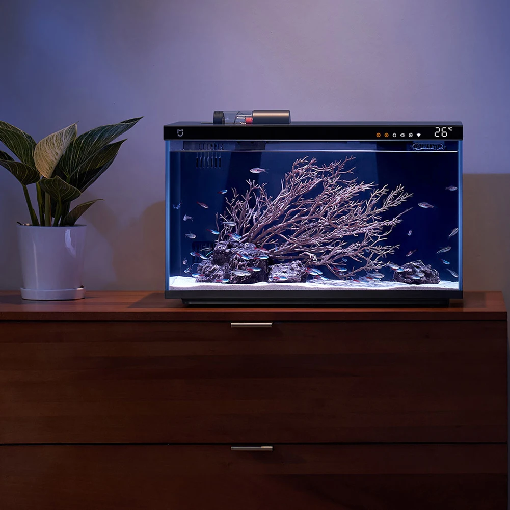 1 Pcs Dark Gray 8.8kg Intelligent Fish Tank With a Rated Power of 23W No Need To Change Water For Half a Year One Click Drainage