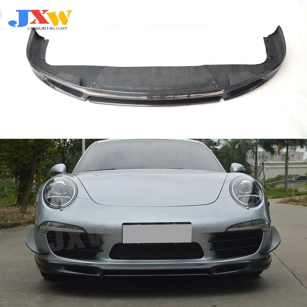 Carbon Fiber Front Bumper Lip Spoiler Apron fit for Porsche 911 991 GT3 2012 -2015 V Style Head Chin Shovel Guard Plate Cover