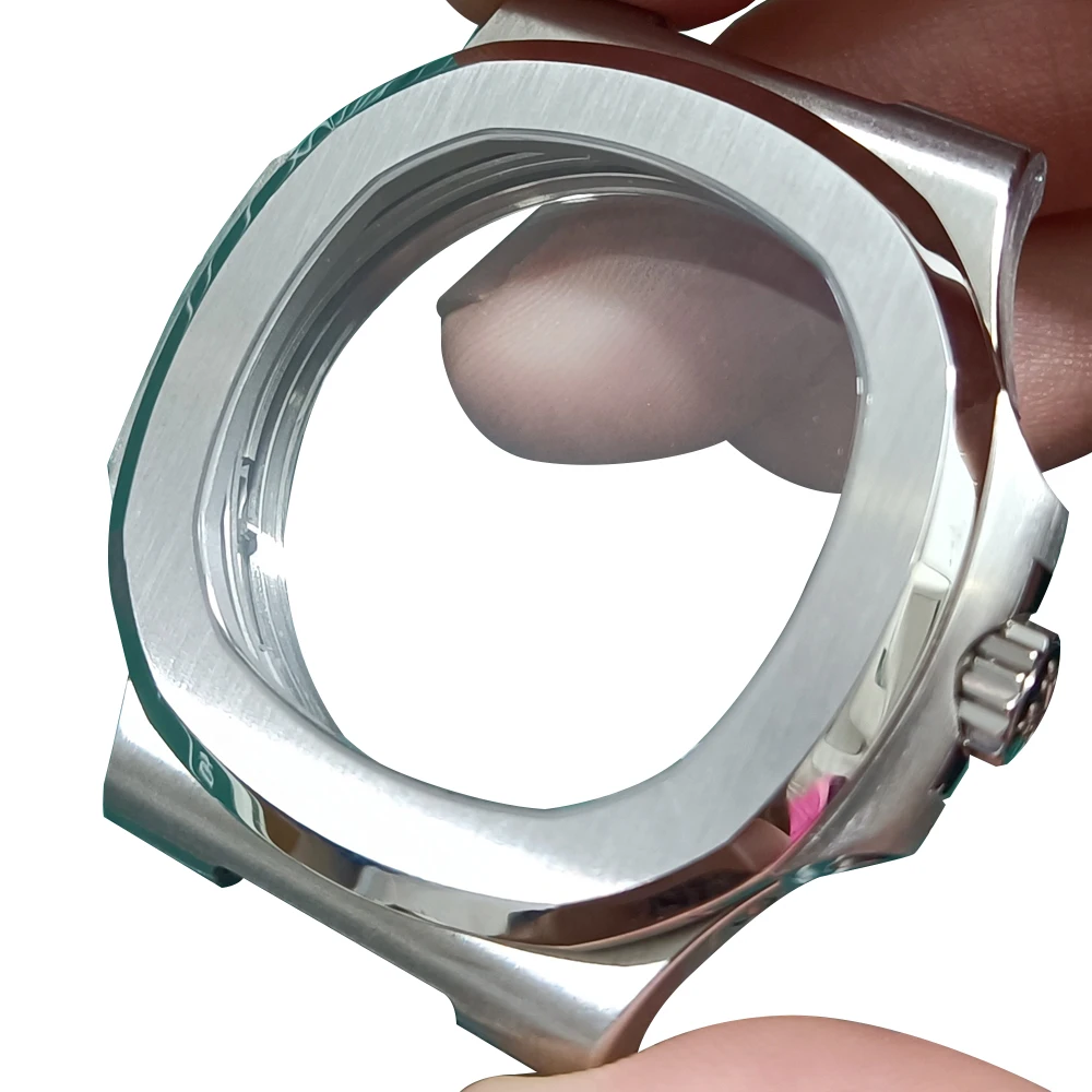 watch case fit Slim mic rotor movement stainless steel ultra-thin 2 buttons at the 4,8 o'clock position high quality for DIY