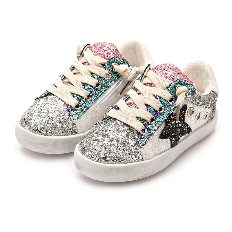 кроссовки детские Girls Children Shoes Casual Boys Board Shoes Colorful Sequin Shoes Kids Star Pattern Shoes أحذية غير رسمية