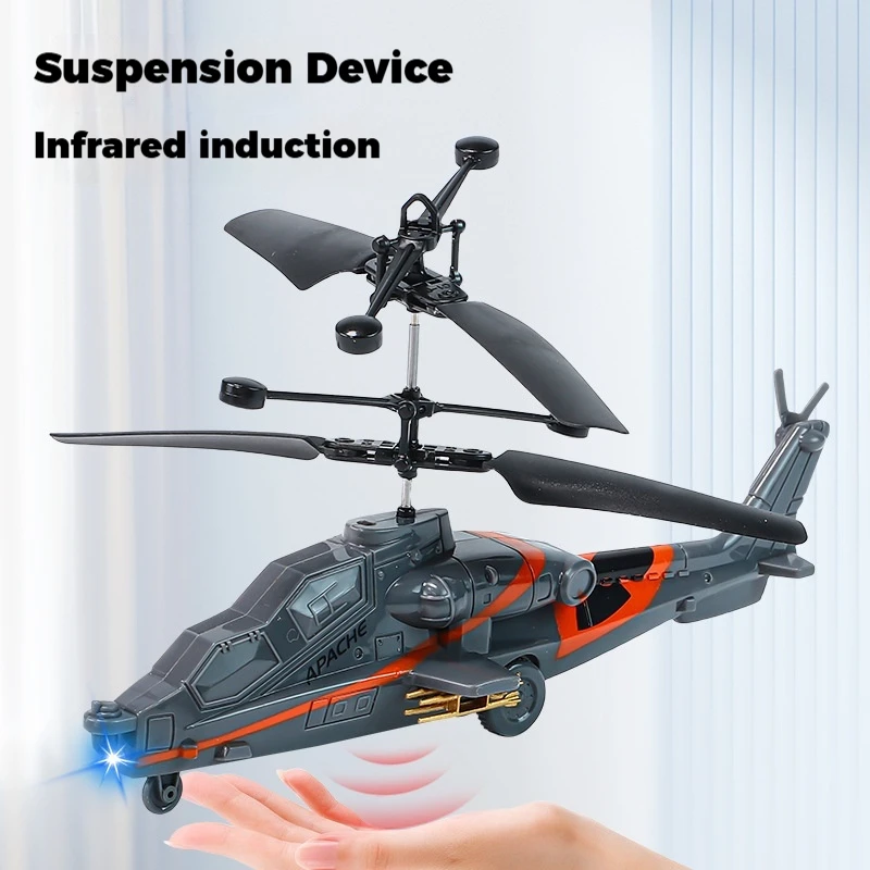 Induction RC Helicopter Rechargeable Flying Toy Durable Hover Aircraft with Lights Infrared Sensor Crash Resistant Night Market
