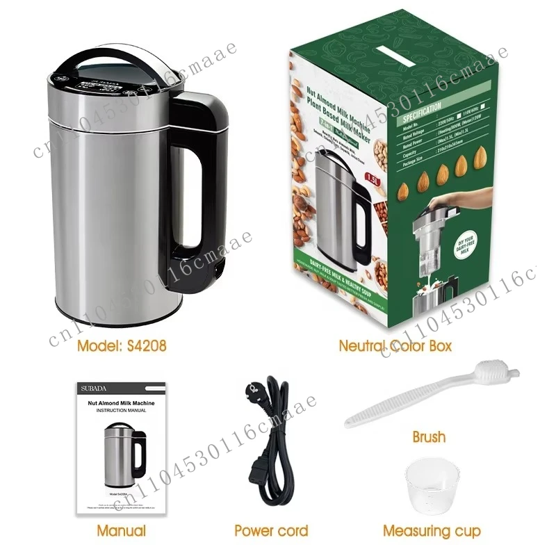 Hot Sale1.5L Nut Almond Milk Machine Household 7-in-1 Soybean Plant-based Milk Maker Multifunctional Blender Mixer with Strainer