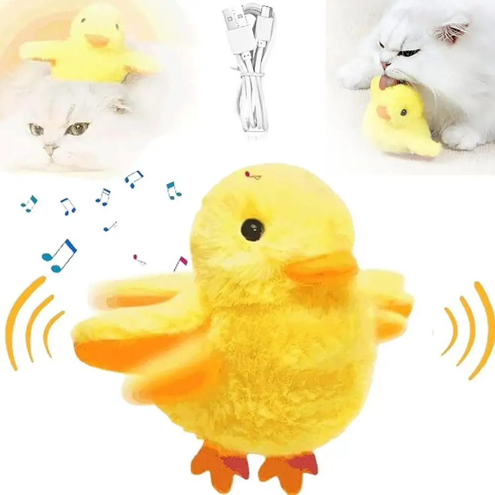 Flapping Duck Cat Toy Washable Plush Sounding Duckling Electric Play Toy Vibration Cat Toy Interaction Sensor USB Pet C2V4