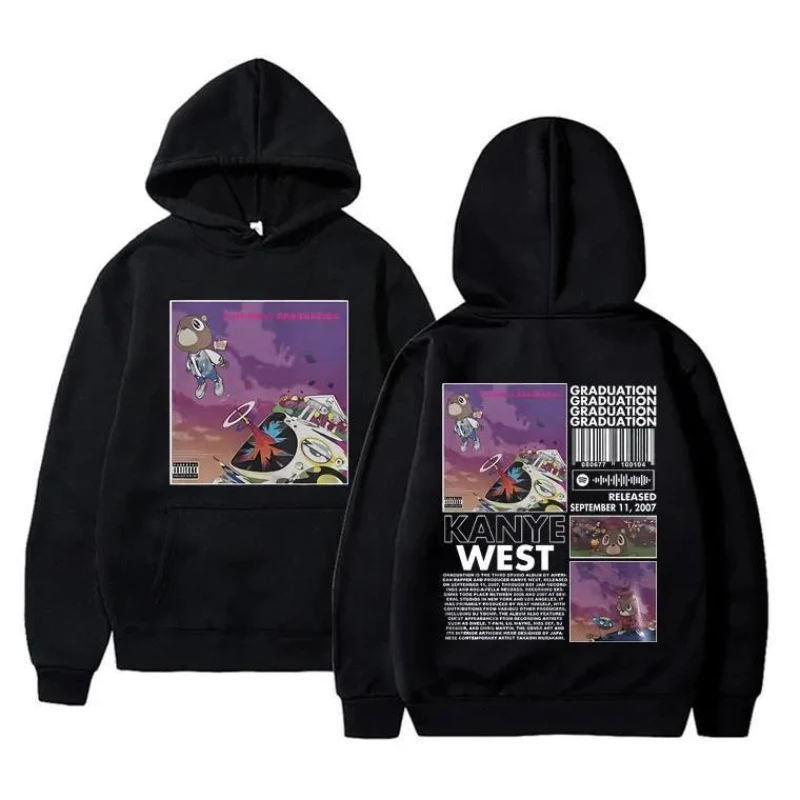 

2025 Hooded Sweatshirt Men's Autumn Trendy Brand American Letter Hip-hop Bear Print Casual Hoodie Pullover