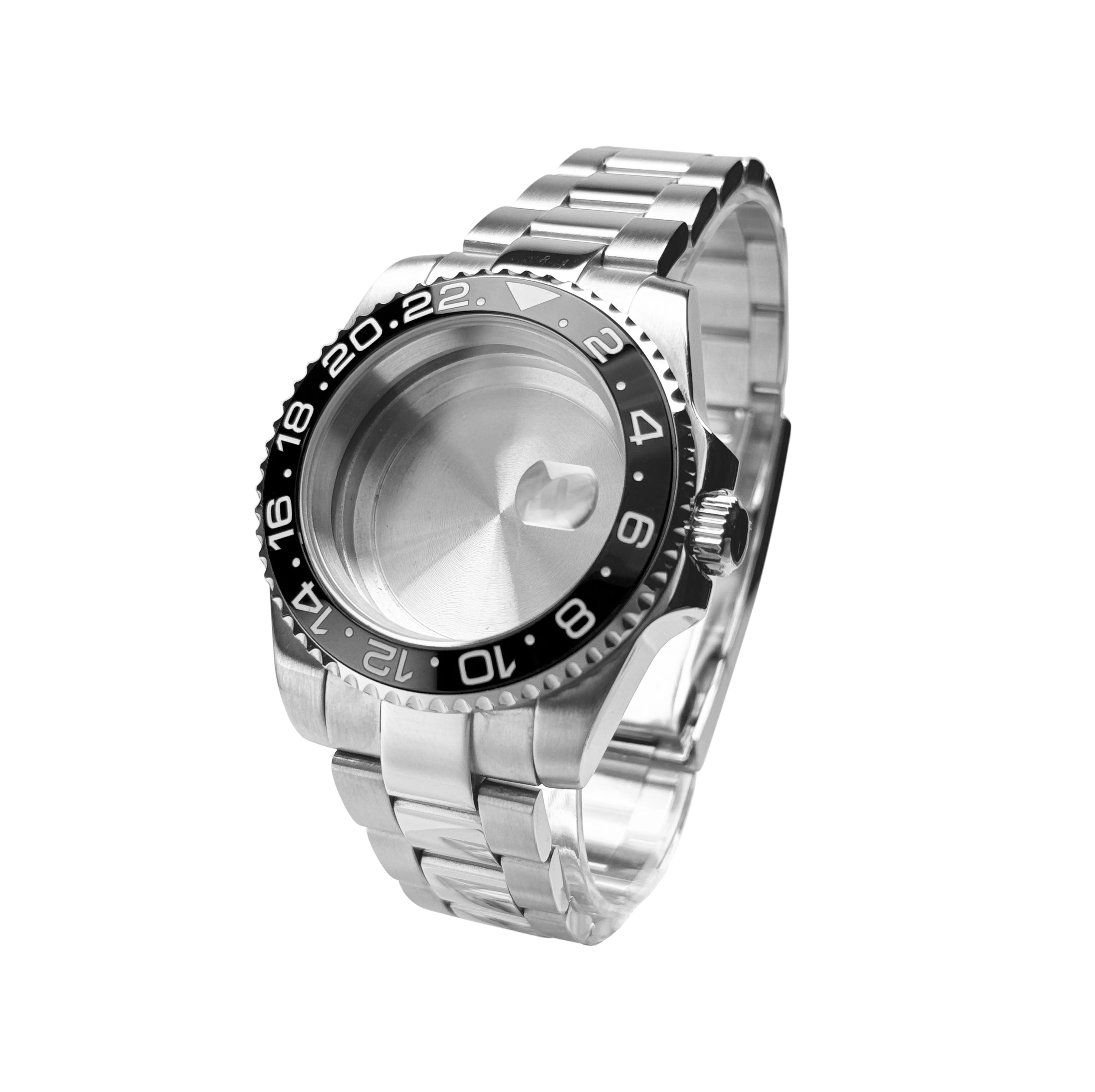 GRAYSS Blak Lünette 40mm Diver Wasserdicht für SUB NH34 NH35 NH36 Uhrwerk Saphirglas Uhrengehäuse Mod Glasrückseite 20atm Stahlarmband 7