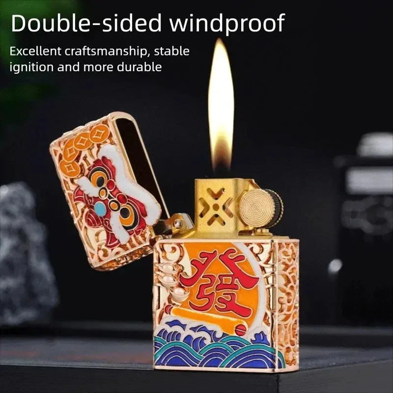 2026 New CHIEF Enamel Armor Machine Series Windproof Cigarette Lighter Kerosine Lighter, Double-sided Gift Packaging