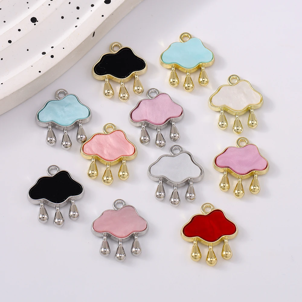 5pcs Cute Gemstone Cloud Raindrop Charms Pendants for Necklace Earrings Bracelet DIY Handmade Jewelry Accessories view 2