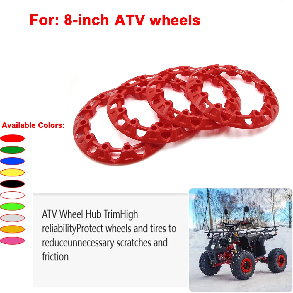 4-Piece 8-Inch Wheels ATV Wheel Trim Wheel Cover Hub Protector Universal Vehicle All Terrain Plastic Cover Accessories