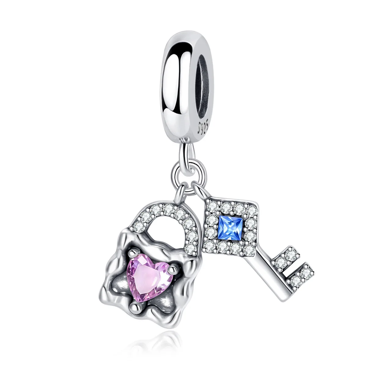 

PANQDIY Heart Lock Key Pendant 925 Sterling Silver Charm Exquisite Inlay Craftsmanship Jewelry Suitable for Giving to Women Gift