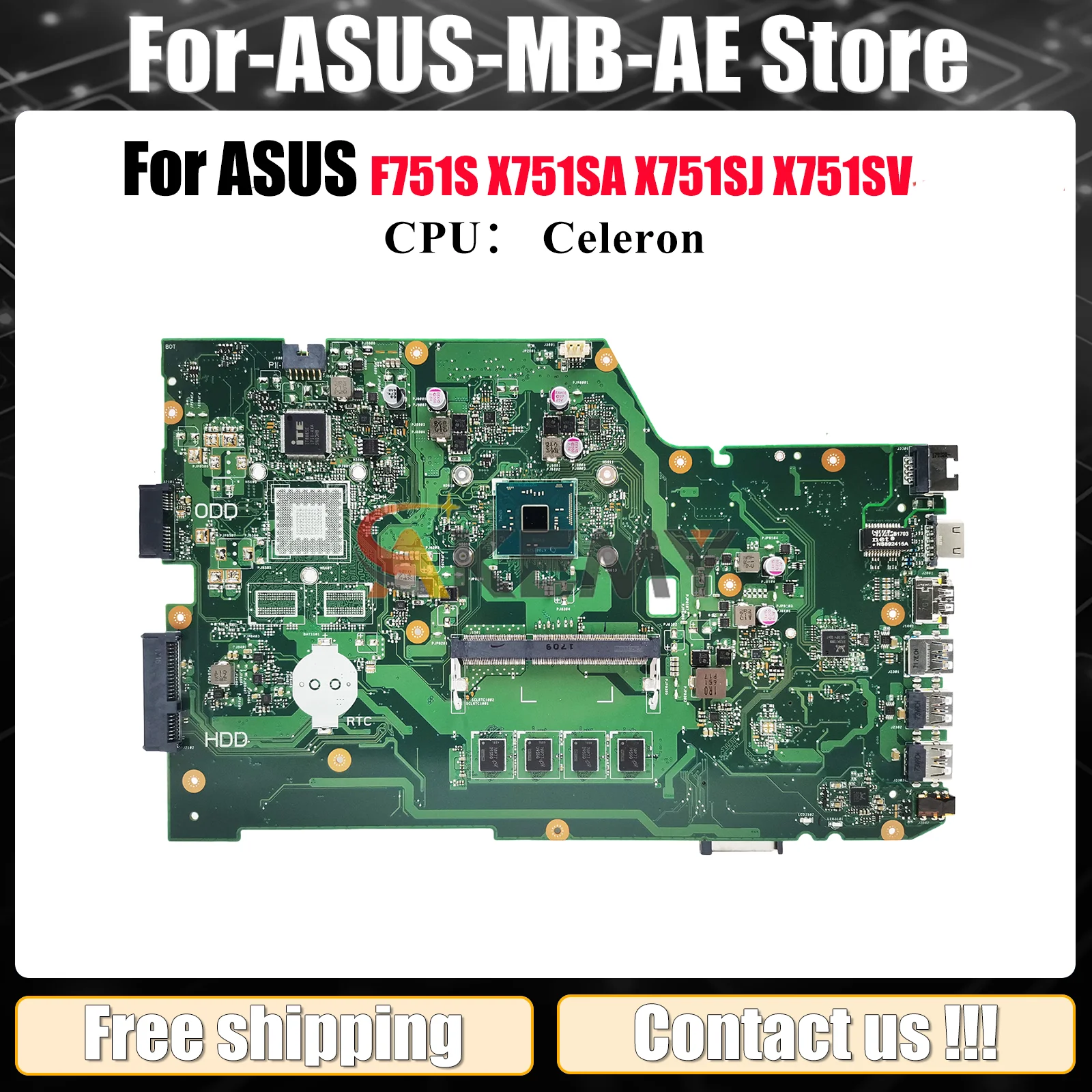 

X751SA Материнская плата для ноутбука ASUS VivoBook X751SJ X751S A751S X751SA X751SV F751S Материнская плата с процессором Celeron 100% tests OK stk
