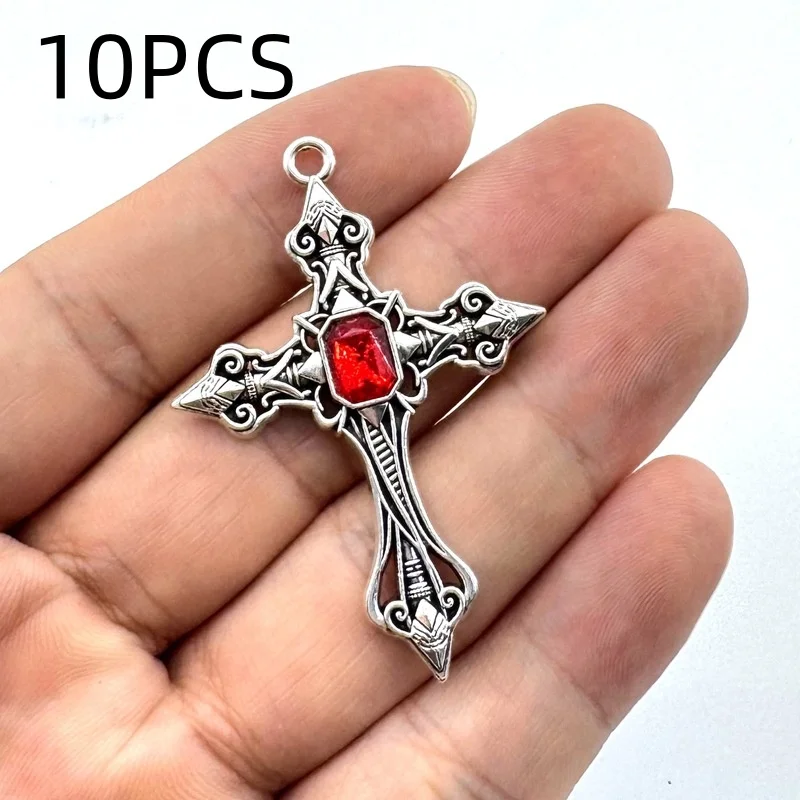 10PCS Trendy Fashion Square Diamond Cross Thorn Necklace Punk Style Accessory for Men And Women Personalized Streetwear