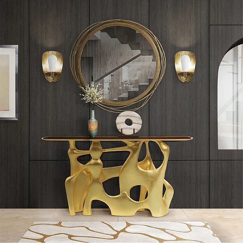 Y1 Italian light luxury creative pure copper entrance table, entrance table, entrance table, art decoration table