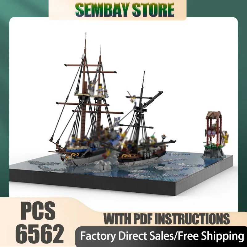 

Pirate Fortress Model Moc Building Bricks Modular Party Near "Watch Tower Reef" Model Technology Blocks DIY Toy ConstructionGift