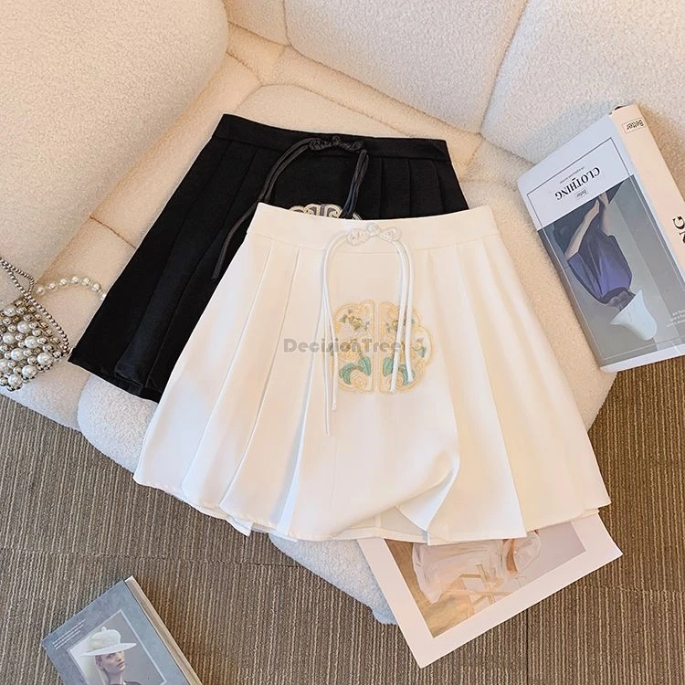 2024 new chinese national style short skirt women spring summer new vintage skirt short a-line embroidered elegant skirt w637