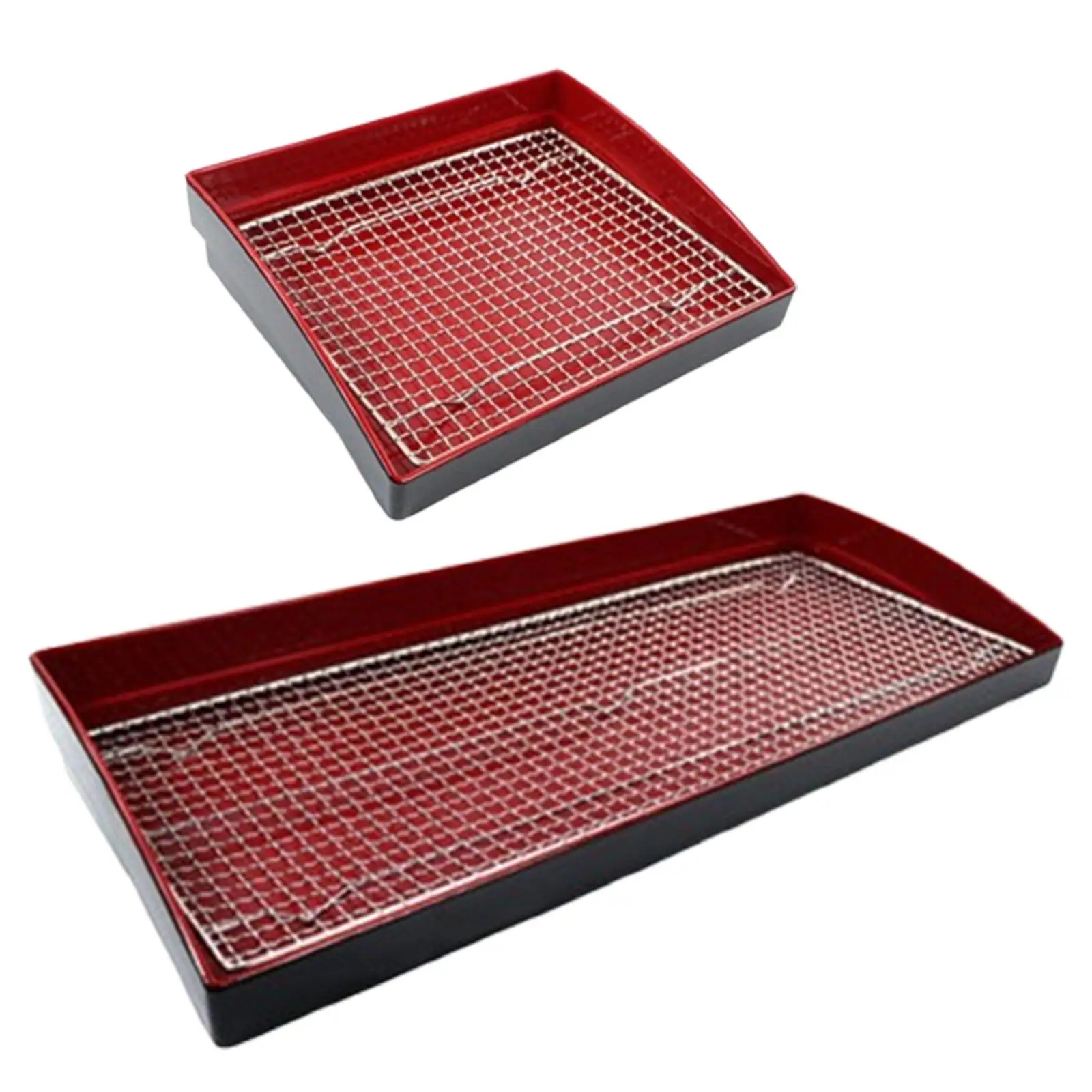 Drain Tray for Fried Food Oil Drain Tray Stainless Steel Drain Mesh Serving Platter Serve Tray for Kitchen Supermarket Picnic