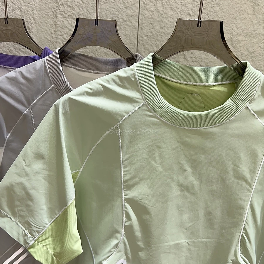 Outdoor Couple Reflective Cycling Sport Moisture Ng Loose Ex Round Ne T Irt Breathable Casual Sle Splicing Pattern Nylon Fabric