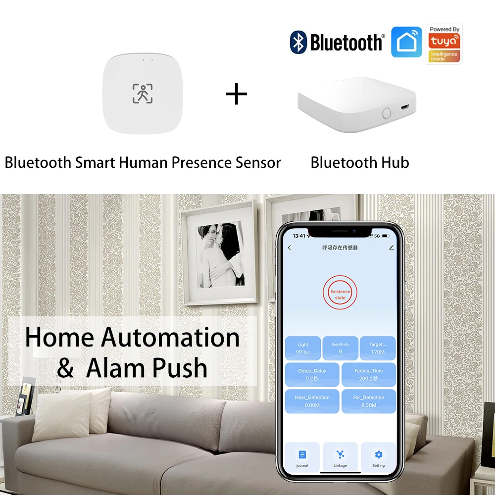 Bluetooth MmWave Human Presence BLE Motion Sensor With Luminance/Distance Detection 5V 110/220V Tuya Smart Life Home Automation