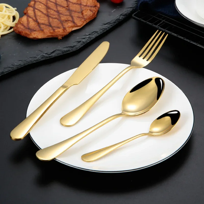 1010 stainless steel gold-plated knife, fork and spoon stainless steel Creative Color Western food steak knife, fork and spoon