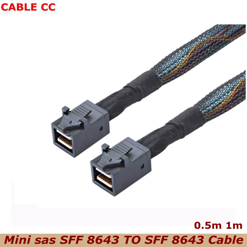 New 1m Mini SAS HD SFF 8643 Cable Internal SFF-8643 SAS Cable Mini SAS SFF-8643 to 8643 Cable Adapter for Computer Hard Disk