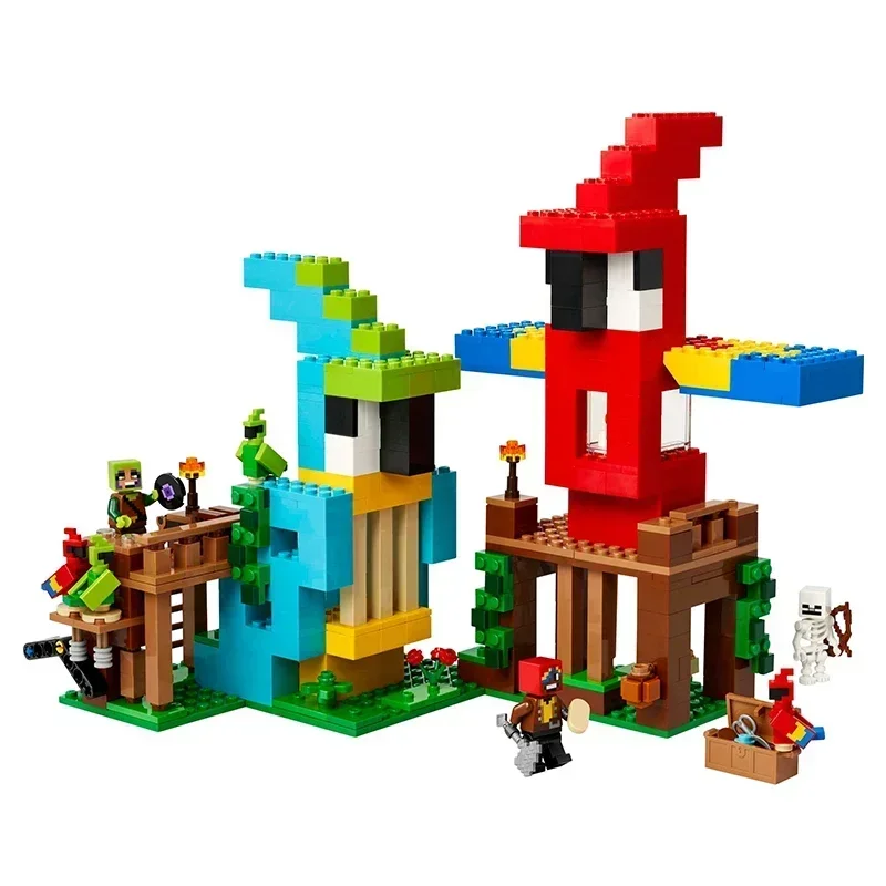 Kreatives Tier-Bausatz-Set mit Papagei, Frosch, Fuchs, Schwein, Haus-Bausteine, Spielzeug, Geburtstagsgeschenk