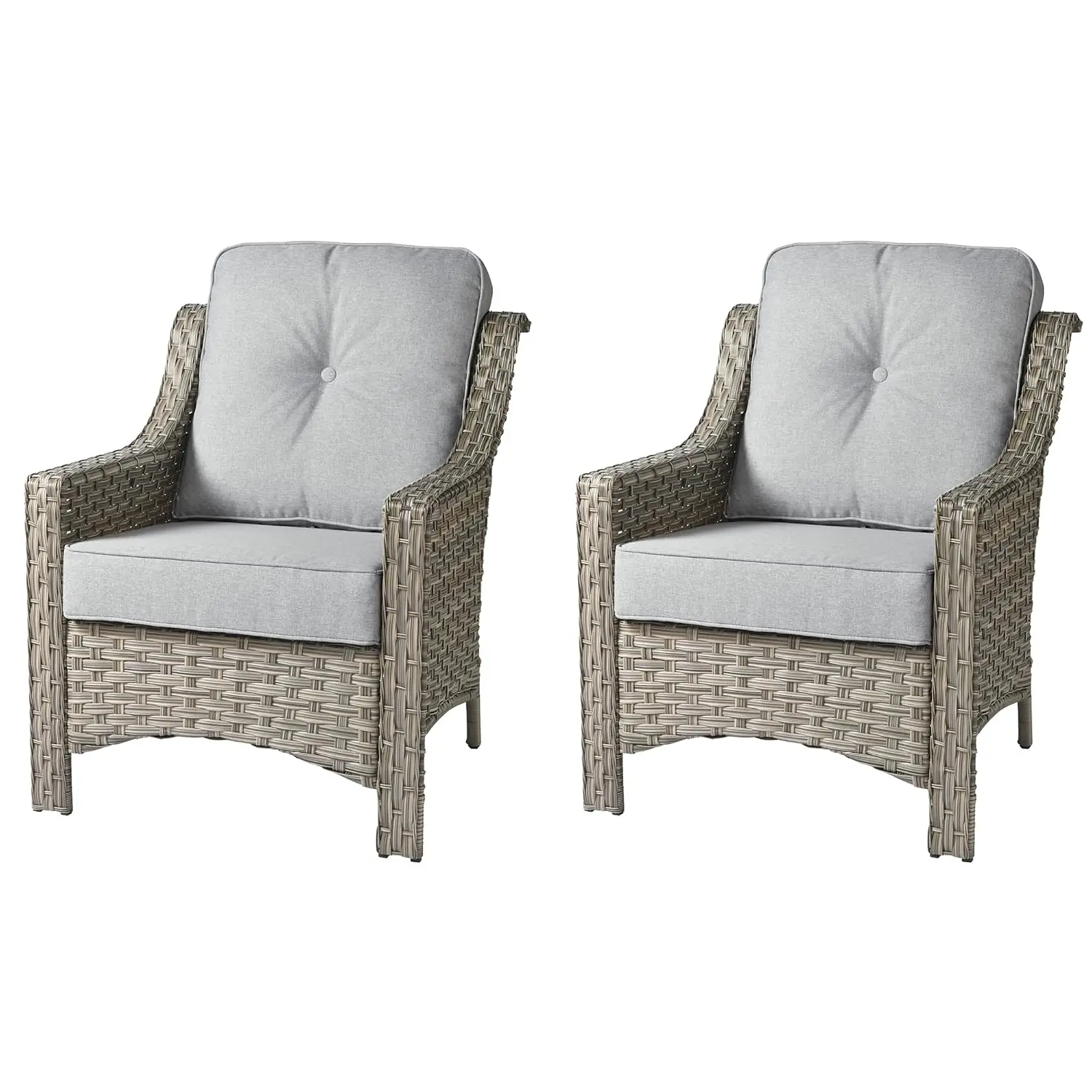 Patio Furniture 2 Chairs,Mix and Match Pieces,Grey Wicker Grey Cushion, Customized