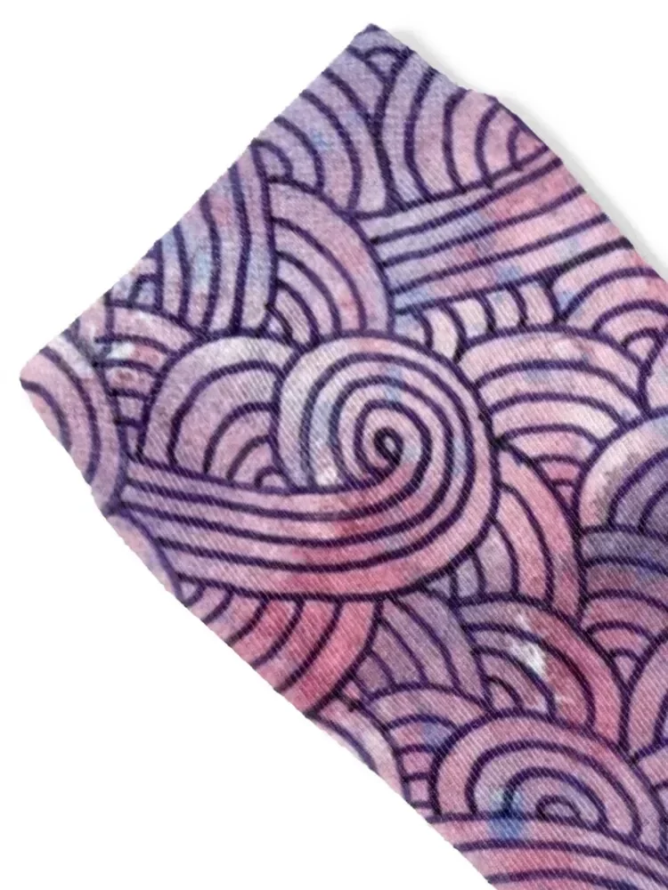 Purple swirls doodles Socks fashionable golf Stockings compression cycling Socks For Girls Men's