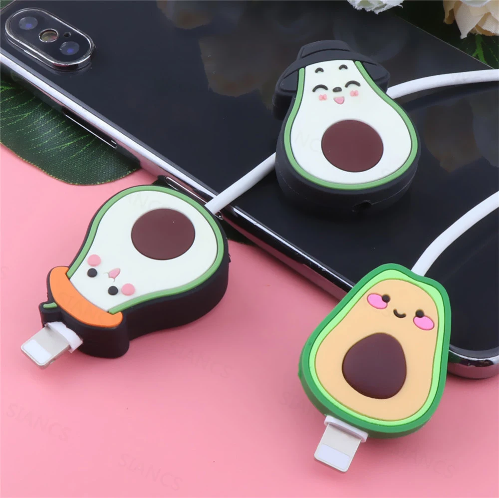 Avocado Cartoon Cable Protector Organizer Charger Protector Cable   Winder Cute Data Line Cord Protective Cover For iPhone