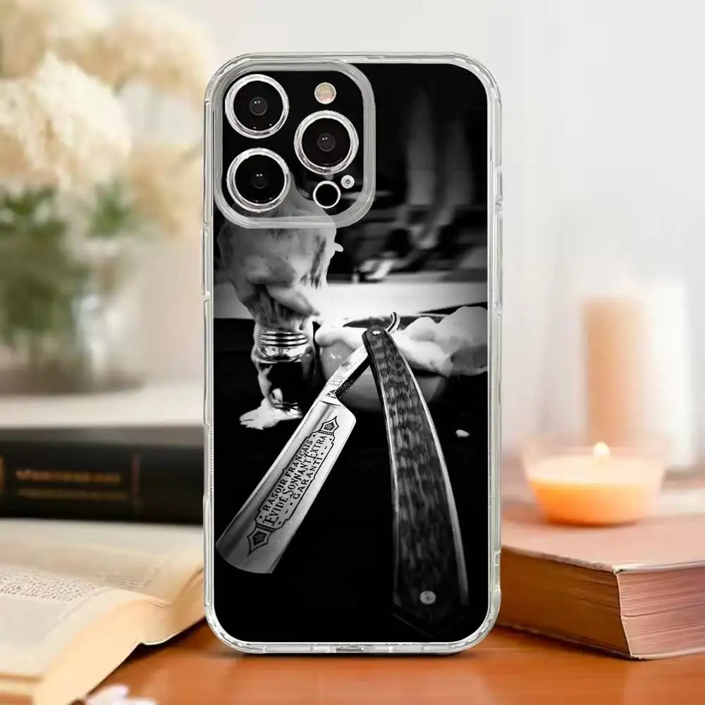 

Barber Shop Hair Style Tools Phone Case For iPhone17,16,15,14,13,12,11 Plus,Pro Max Soft Transparent Cover