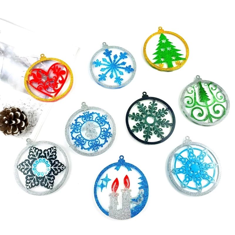 R3MC DIY Keychain Pendant Silicone Mold Crystal Epoxy Resin Casting Mold Keychain Pendant Jewelry Making Mold Christmas Decor