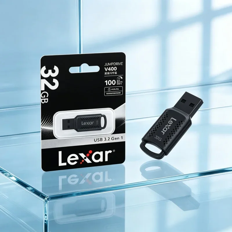 Lexar USB Flash Drive V400 USB 3.2 Original Flash U Disk 32GB 64GB 128GB Black Memory Stick for Computer Pro Max