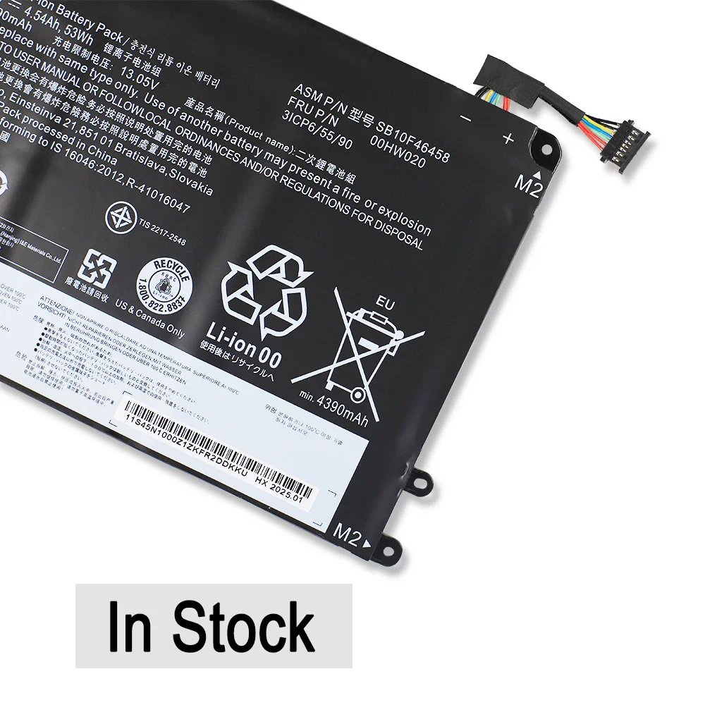 Аккумулятор для ноутбука 4390 мАч Lenovo ThinkPad P40 Yoga/460 Yoga 00HW021 SB10F46458 SB10F46459 3ICP6/55/90 11.4V 53Wh