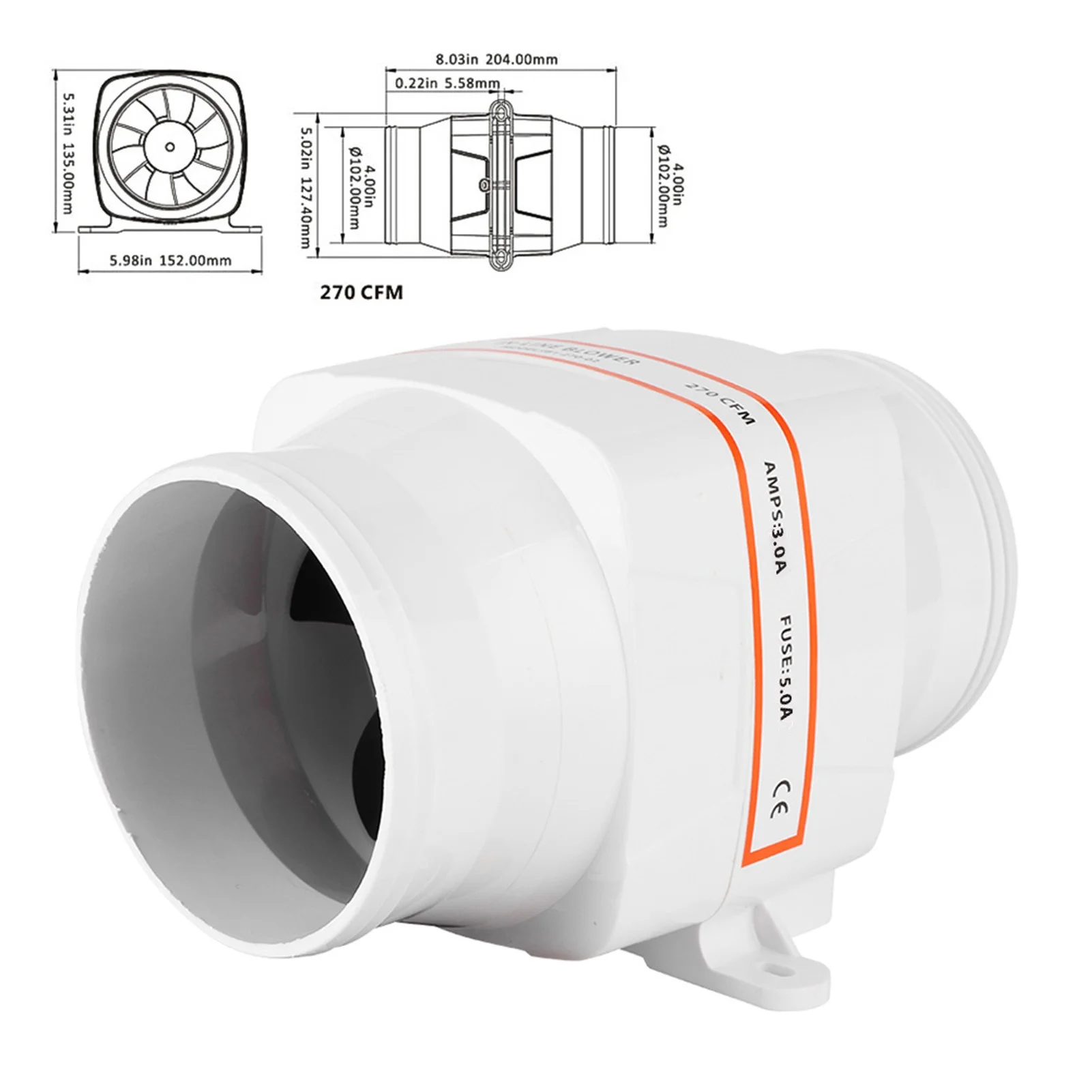 4inches In Line Bilge DC Air Blower Mute Strong Engine Ventilation Fan for Yacht RV
