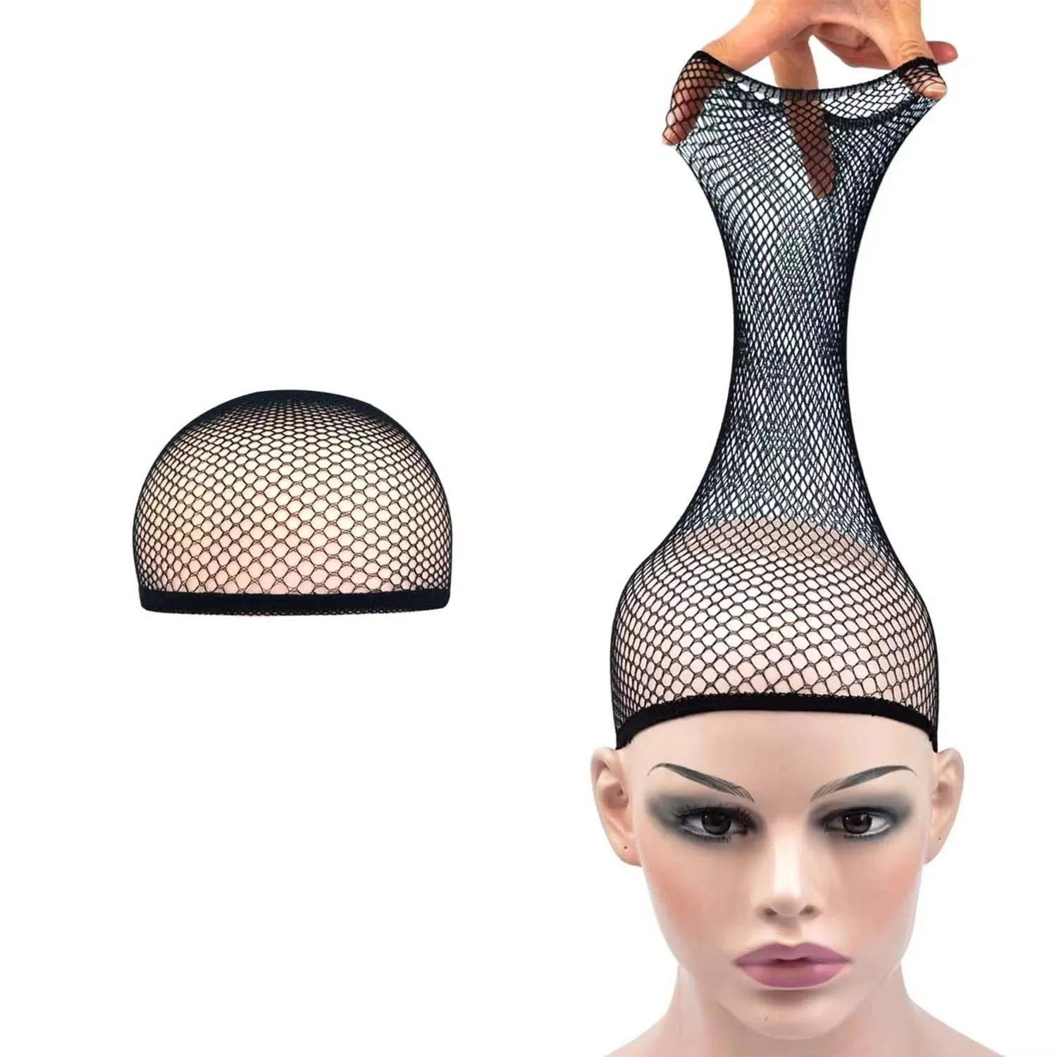 1/3/5 PCS สีดําวิกผมหมวกสุทธิทนทานตาข่ายยืดหยุ่นฝาครอบ Fishnet หมวกปิด End ผมจัดแต่งทรงผมอุปกรณ์เสริมสําหรับผู้ชายและผู้หญิง