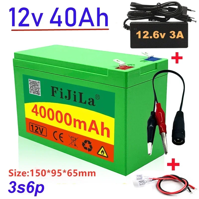 

100% brand new 3S6P 18650 lithium battery pack for spray power supply 12V 40Ah built-in 30Ah current BMS+12.6V 3A charger