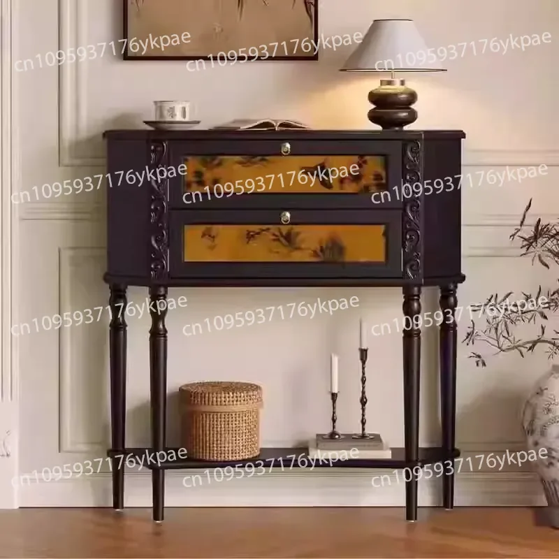 Entrance Cabinet/French Retro Locker, Antique Living Room Entrance Aisle, Small Apartment Solid Wood Storage