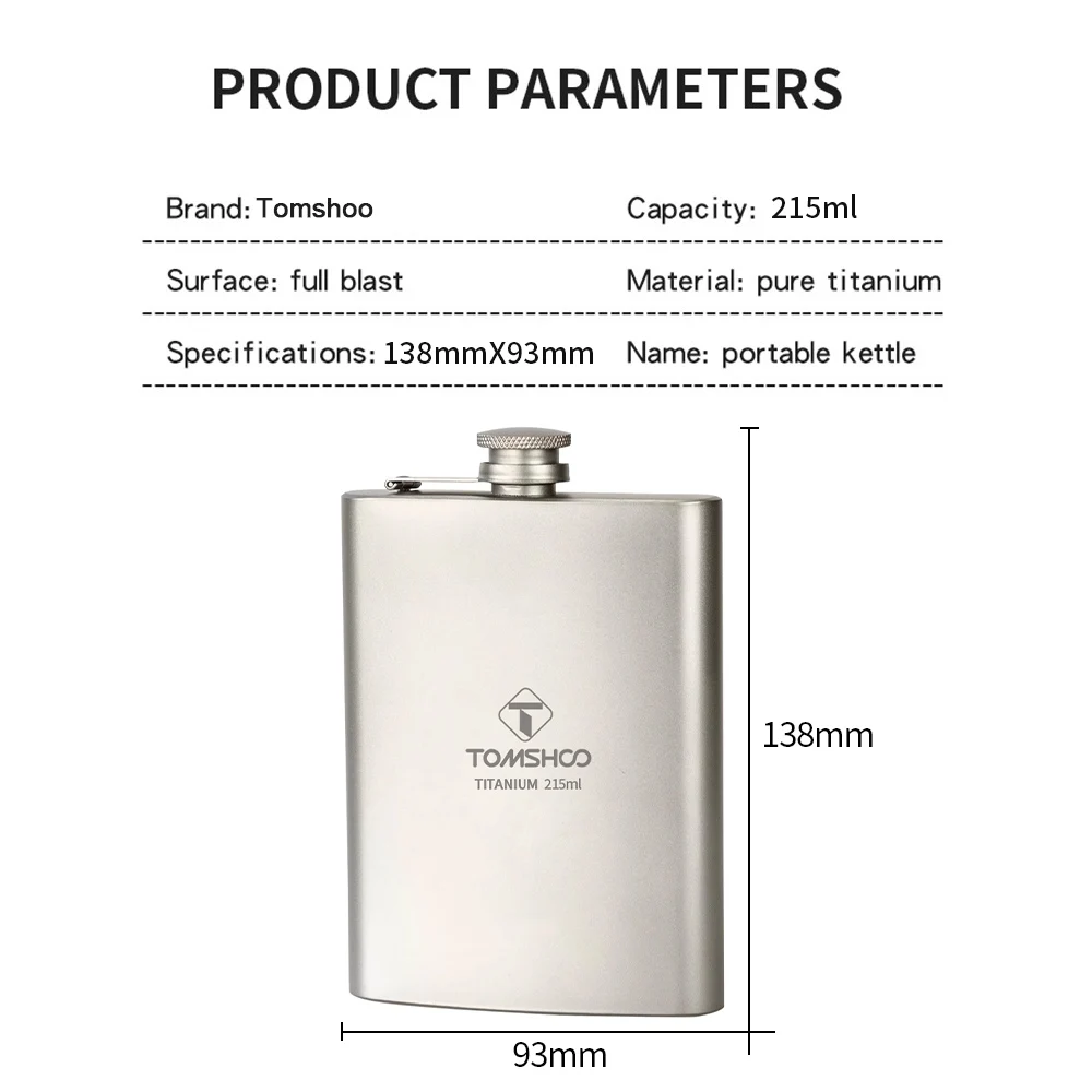 

Outdoor Titanium Flask Lightweight Titanium Flask Ti Alcohol Container Titanium Liquor Bottle Camping Ti Flask